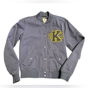 Calvin Klein Jeans Women's "CKJ" Jean Varsity Jacket X-Small, Ink Stone